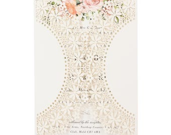 Lace Laser Cut Cover for 5x7 Wedding Invitation - Custom Color