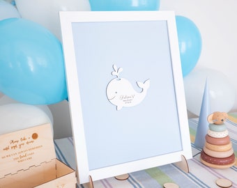 Alternative Baby Shower Guest Book with Whale, Ocean Theme Birthday, Personalized Guest Book Drop Box