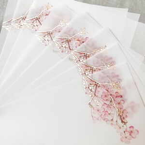 Cherry Blossom Vellum Jacket, 5x7 Sakura Flowers Invitation with Rose Gold Foil, Floral Vellum Wrap, Parchment Sleeve image 18