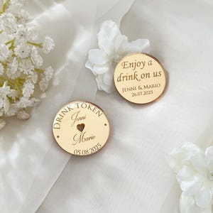 Personalisierte Getränke Token, Luxus Hochzeitsgeschenke, kostenlose Getränke Token für Gäste, gravierte Acryl Token