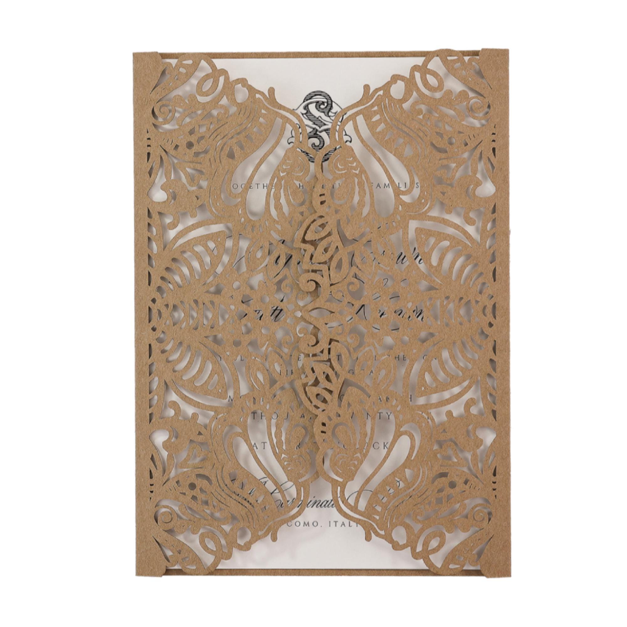 Invit Cover Rustic Laser Cut Wedding Invitation Cover, Lace Invite, Boho Wedding ...