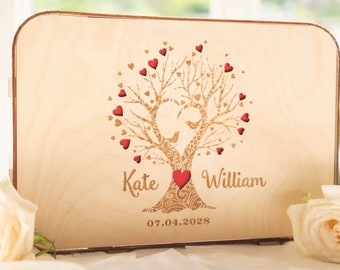 Rustic Tree Wedding Card Box, Personalized Rustic Gifts and Money Box for Wedding Party, Custom Memory Box, Keepsake Box