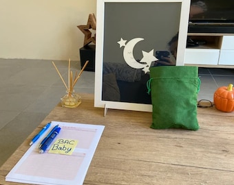 Personalized Baby Shower Alternative Guest Book Moon and Stars Babies Memory Book, Large White Wood Drop Box Frame, Christening Birthday