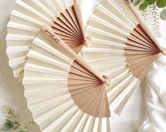 Personalized Wooden Wedding Fan Favors, Engraved Rustic Hand Fan Guest Keepsake