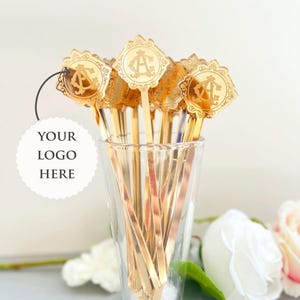 Corporate Logo Drink Stirrers, Custom Gold Mirror Acrylic Stir Sticks for Business Events & Holiday Celebrations 2026 image 1