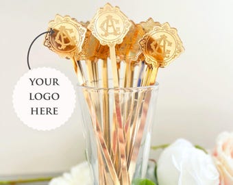 Corporate Logo Drink Stirrers, Custom Gold Mirror Acrylic Stir Sticks for Business Events & Holiday Celebrations 2026