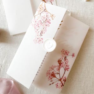 Cherry Blossom Vellum Jacket, 5x7 Sakura Flowers Invitation with Rose Gold Foil, Floral Vellum Wrap, Parchment Sleeve image 15