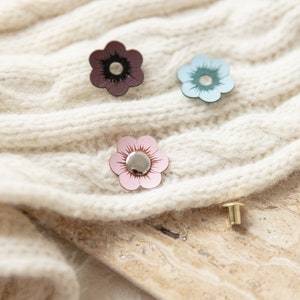 Flower Tags with Rivets Colorful Vegan Leather Rivet Tag Faux Leather Flower Tag with Rivet No Sew