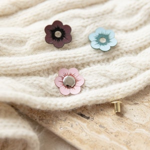 Flower Tags with Rivets Colorful Vegan Leather Rivet Tag Faux Leather Flower Tag with Rivet No Sew image 1