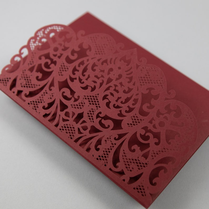Wedding Invitations With Envelopes Laser Cut Cards Tri Fold Etsy