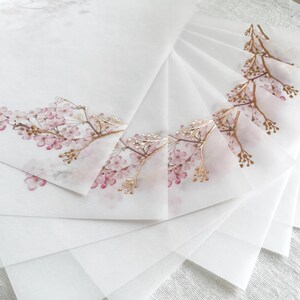 Cherry Blossom Vellum Jacket, 5x7 Sakura Flowers Invitation with Rose Gold Foil, Floral Vellum Wrap, Parchment Sleeve image 17