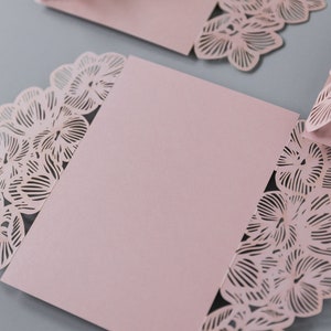 Rose métallisé orchidée Laser Cut Invitation couvertures fleur mariage couvertures seulement Gatefold Invitation couverture bricolage Invitations, mariage, anniversaire