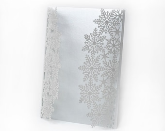 Silver Metallic Snowflake Invitation Covers – Laser Cut Wedding (5x7 in)