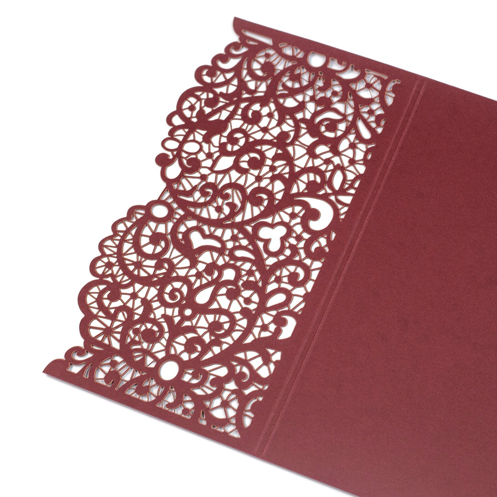 Laser Cut Invitation Covers Burgundy Color Pocket Fold Etsy