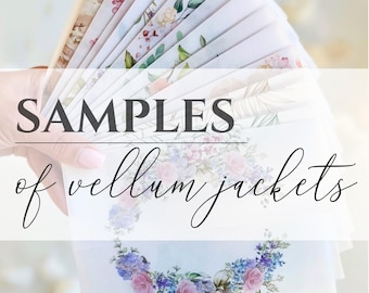 Set of 5 Samples of  Vellum Jackets, Floral Vellum Wrap For 5 x 7 Cards, DIY Invitation