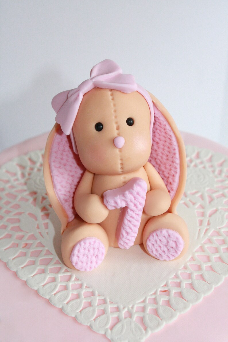 Sugar Paste Fondant Bunny Rabbit Cake Topper With Age Etsy UK