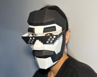 Papercraft-masker voor doe-het-zelvers: grappig personage, sjabloon met laag polygehalte (pdf-download)
