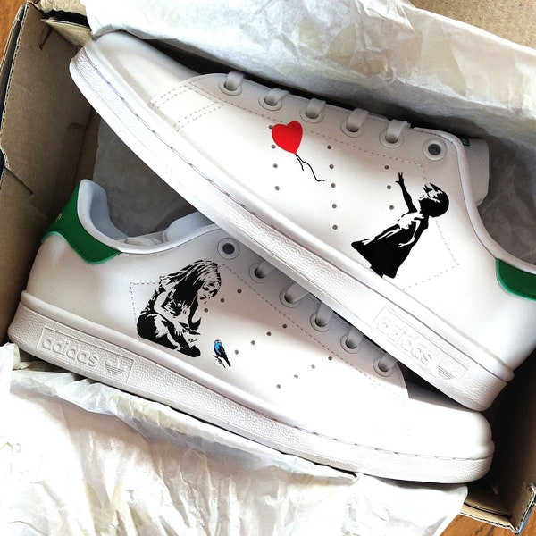 Benutzerdefinierte Adidas Stan Smith | - Custom Sneaks - Handbemalt - Custom Sneakers - AF1 - Custom Kicks Bansky Canvas Schuhe