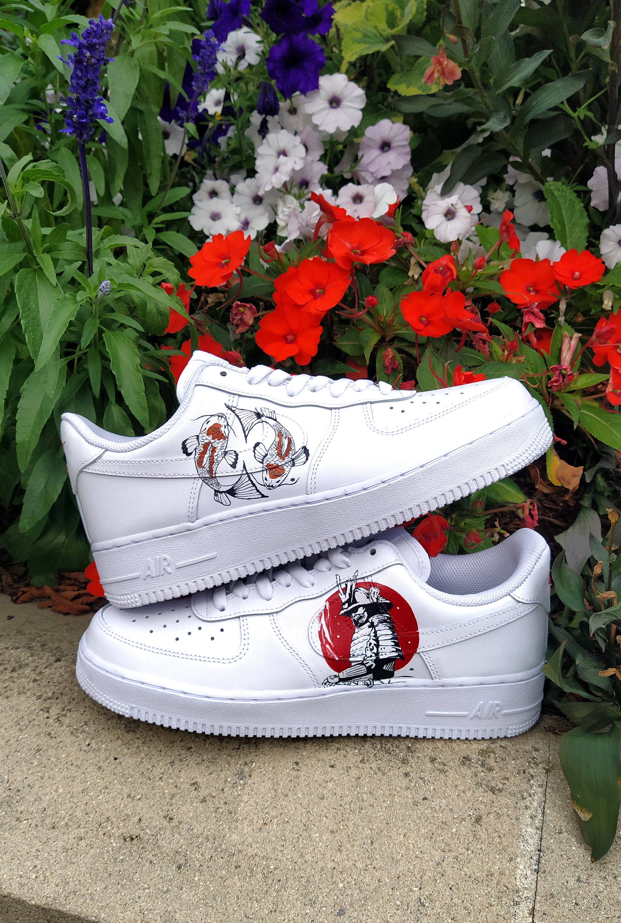 Air Force 1 Custom Half Rose Red Flower Floral Painted Shoes