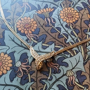 Necklace - Attwood and Sawyer Gold Crystal Ribbon Necklace