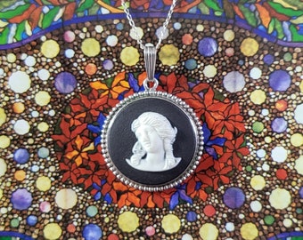 Necklace - Wedgwood Sterling Silver Black Jasperware Cameo Necklace