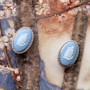 Clip on - Wedgwood Jasperware Blue Cameo Clip On Earrings
