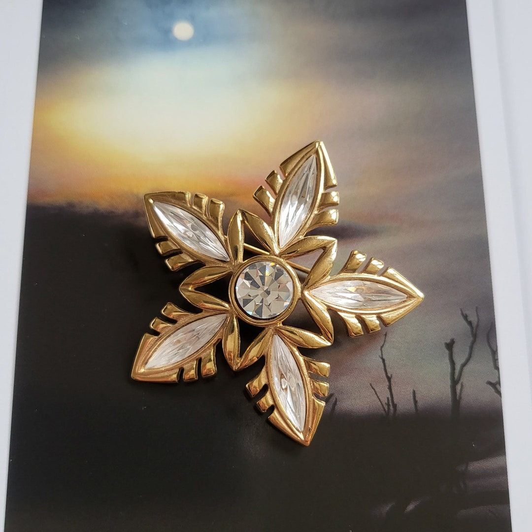 Brooch Napier Clear Crystal Star Flower Brooch Etsy