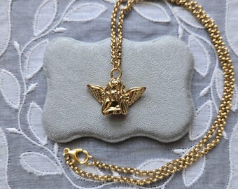 Collar - Colgante de ángel querubín dorado