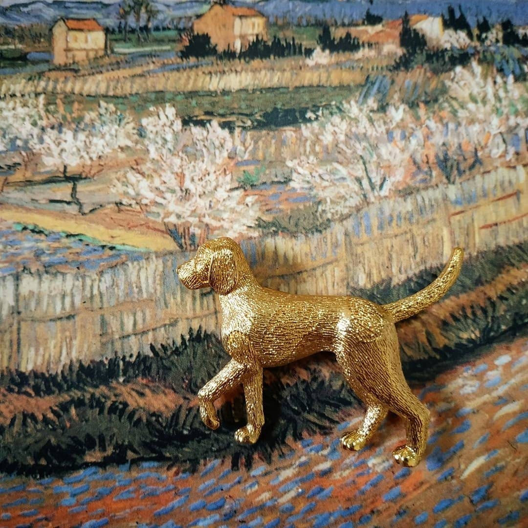Brooch - Burberry Gold English Foxhound Brooch - Etsy