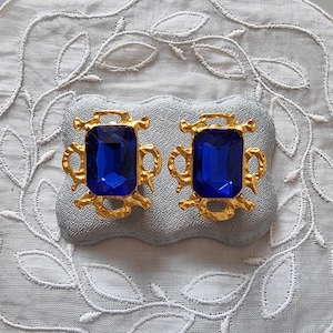 Posts - Blue Square Crystal Abstract Stud Earrings