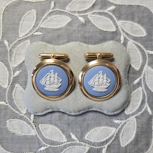 Abotoaduras - Abotoaduras de veleiro Wedgwood Jasperware