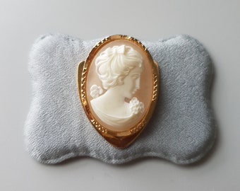 Sphinx Cameo Schal Clip - Oval Brosche vergoldet