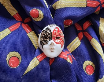 Ring - White Red and Black Enamel Mask Adjustable Ring
