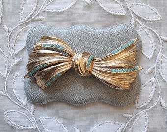 Broche - Broche Sphinx or turquoise et noeud
