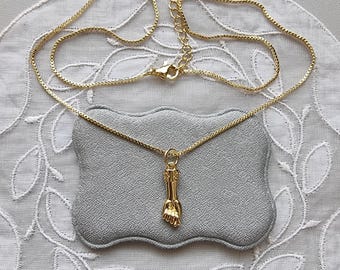 Necklace - Gold Fist Figa Pendant Necklace