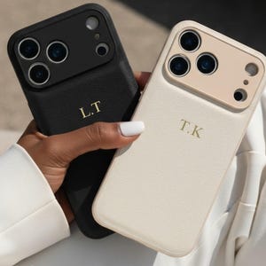 Personalized Leather Case for iPhone 17 Pro, iPhone 16 Phone case Initials Engraving, Monogram Engraved Vegan Leather Phone case, Gift idea