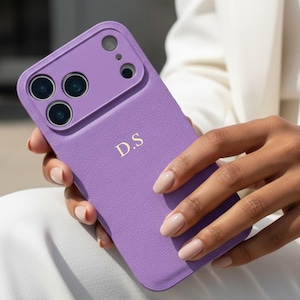 Personalized Phone Case for iPhone 17 16 Pro Max, iPhone 15 Phone case Monogram Initials Embossed, Soft Leather Phone case, Best Friend Gift