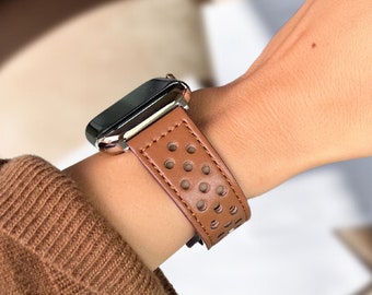 Breathable Leather Band For Apple Watch/ Genuine Leather Strap Replacement For Women iWatch Series 8 7 6 5 SE 38mm 40mm 41 mm 42mm 44mm RUFO