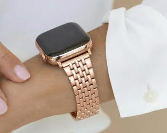 Slim Stainless Steel Watch Band for Apple Watch Series 10 9 8 7 SE 38mm 40mm 41mm 42mm 46mm 49mm, Custom band Cuff Loop for iWatch NELLY