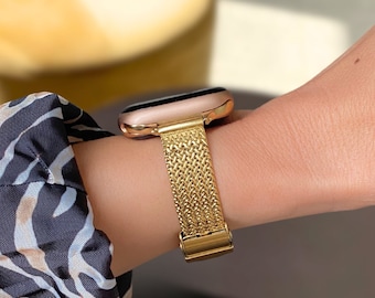 Bandas de reloj de acero inoxidable para Apple Watch Series 9 8 7 6, tamaños 38 mm 40 mm 41 mm 42 mm 45 mm, bucle de puño de banda personalizado para Apple Watch iWatch