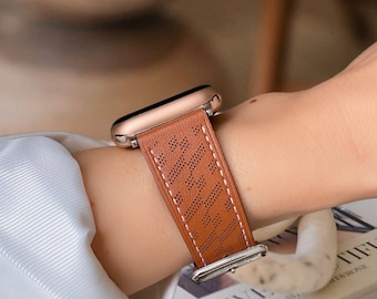 Genuine Leather Band For Apple Watch Series 9 8 7 6 SE, Handmade iWatch Band Leather 38mm 40mm 41 mm 42mm 44mm 45mm for Women Men
