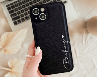Leather Case for iPhone 15 Pro Max iPhone 14 iPhone 13 Pro/ Personalized iPhone cases with Monogram Initials/ Personalized Gift For Her