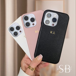 Custodia in pelle personalizzata per iPhone 16 Pro Max 15 14 13 Pro, custodia per telefono con monogramma iniziale, idea regalo per lei, custodia per telefono di lusso personalizzata