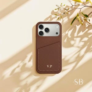 Personalised Leather iPhone Case for iPhone 17 Pro Max 16 15 14 13, Initial Custom Monogram Phone Case Cover, Best Friend Gift, Gift for Her image 5