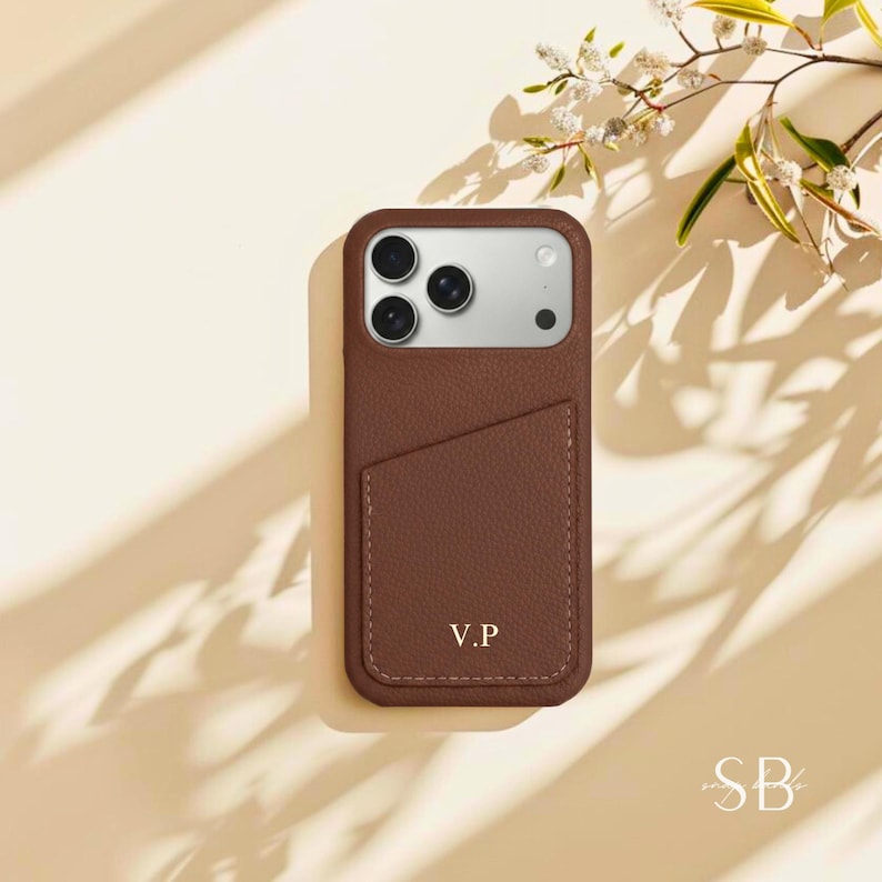 Personalised Leather iPhone Case for iPhone 17 Pro Max 16 15 14 13, Initial Custom Monogram Phone Case Cover, Best Friend Gift, Gift for Her image 5