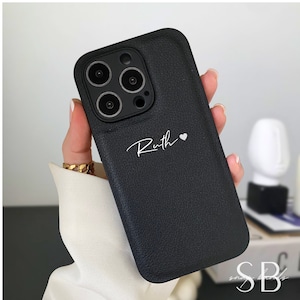 Gepersonaliseerde leren tas voor iPhone 17 Pro Max 16 15 14 Pro, aangepast iPhone-telefoonhoesje met initialen naammonogram, cadeau beste vriend voor haar