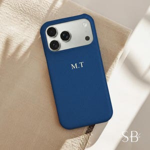 Personalized Pebble Leather iPhone Case, Custom Phone case for iPhone 18 17 16 15 14, Monogram Engraved Initials Genuine Leather Phone cover image 5