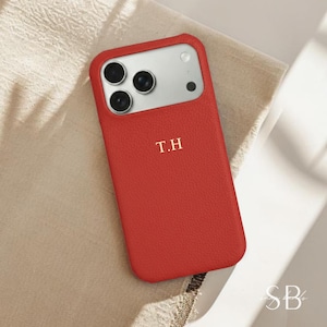 Personalized Pebble Leather iPhone Case, Custom Phone case for iPhone 18 17 16 15 14, Monogram Engraved Initials Genuine Leather Phone cover image 8