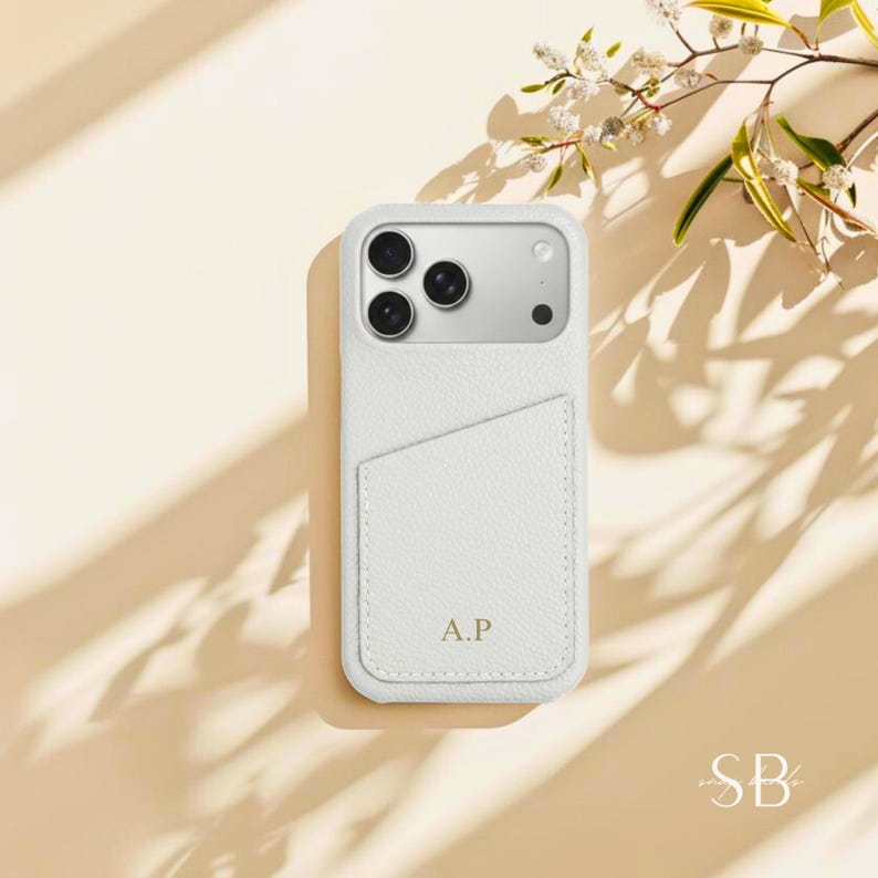 Personalised Leather iPhone Case for iPhone 17 Pro Max 16 15 14 13, Initial Custom Monogram Phone Case Cover, Best Friend Gift, Gift for Her image 3