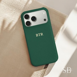 Personalized Pebble Leather iPhone Case, Custom Phone case for iPhone 18 17 16 15 14, Monogram Engraved Initials Genuine Leather Phone cover image 6